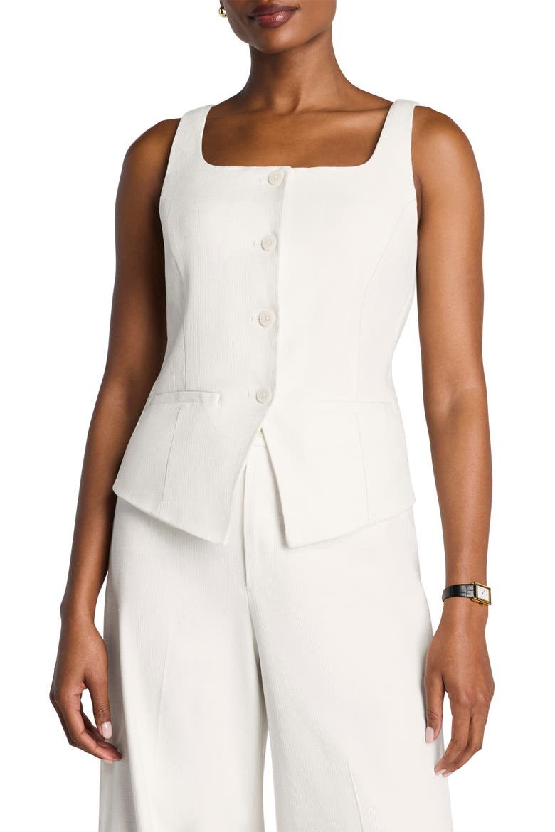 Cotton Blend Vest, Main, color, IVORY