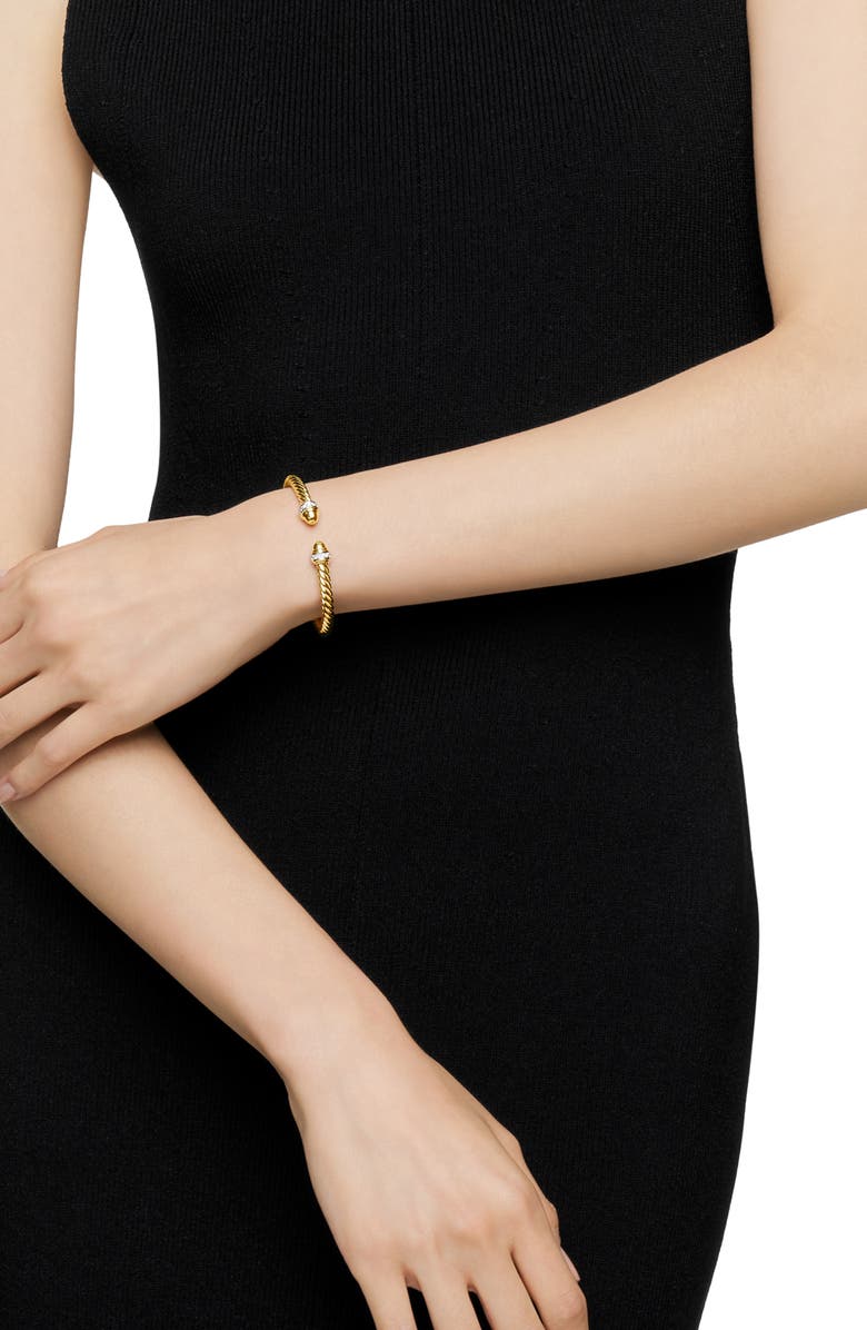 David Yurman Cable Classics Bracelet with Semiprecious Stones & Diamonds, 5mm, Alternate, color, Yellow Gold/ Diamond