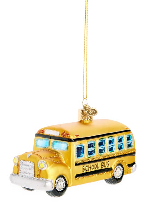School Bus Glass Ornament