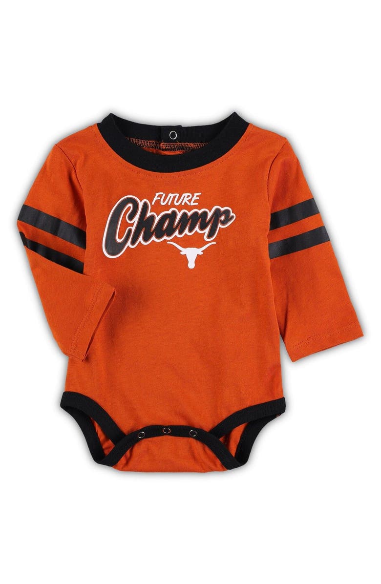 Outerstuff Newborn & Infant Texas Orange/Black Texas Longhorns Little Kicker Long Sleeve Bodysuit & Sweatpants Set, Alternate, color, 