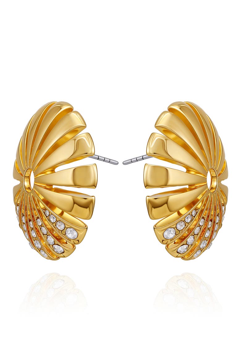 Sunburst Stud Earrings, Alternate, color, GOLDTONE