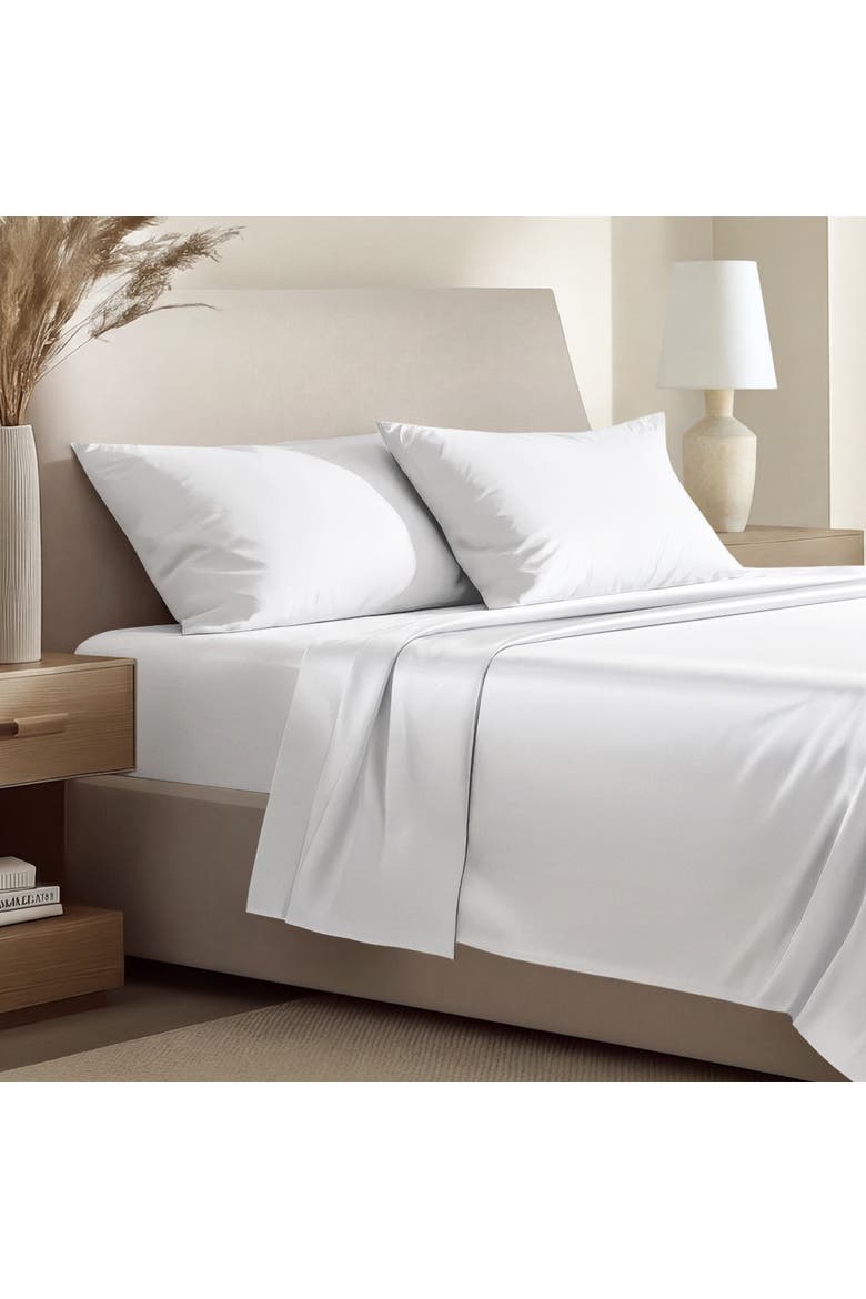 400 Thread Count Organic Cotton Sateen Sheet Set - Split King, Alternate, color, White