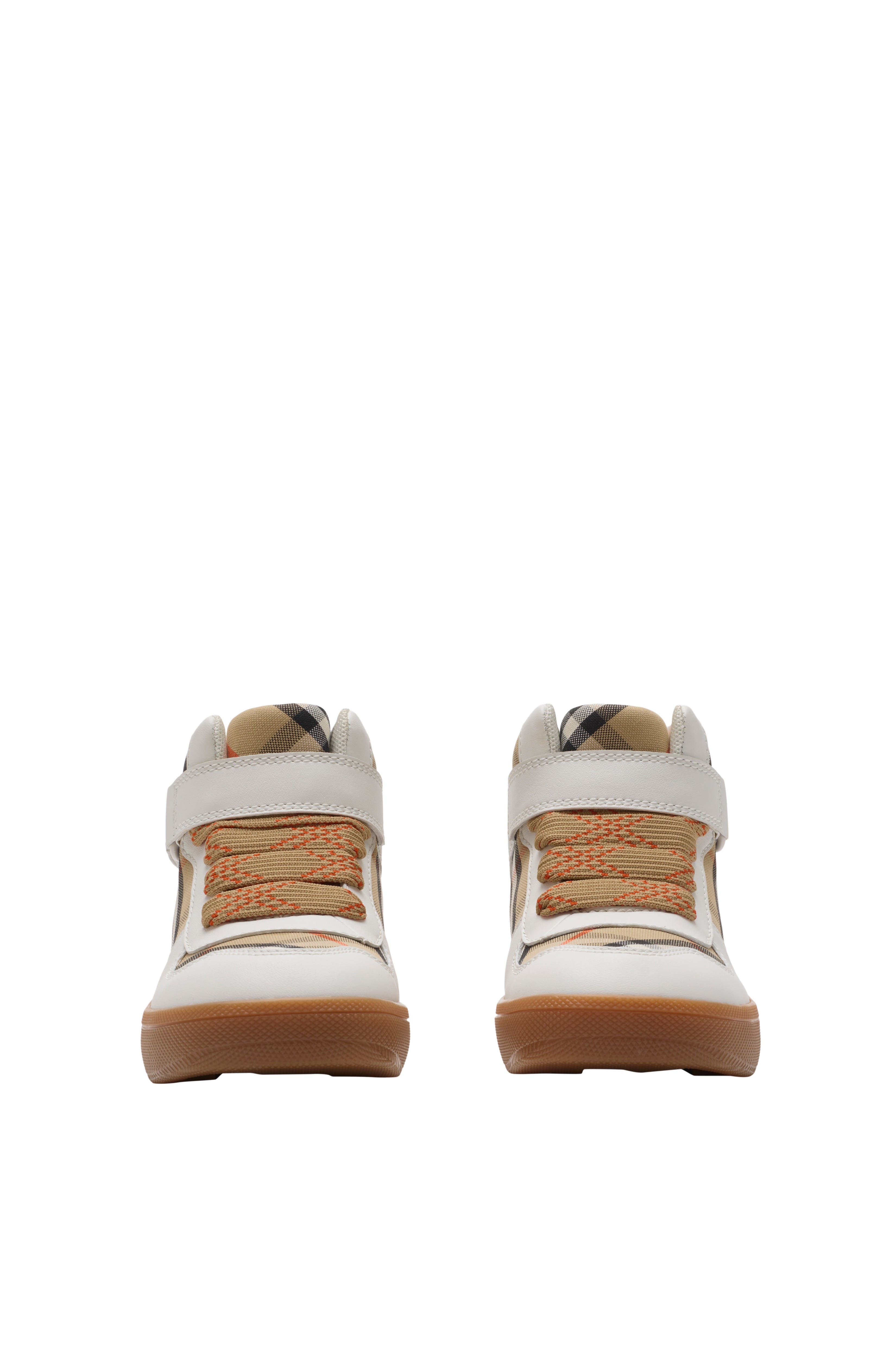 Burberry Check and Leather High-top Sneakers, Alternate, color, 