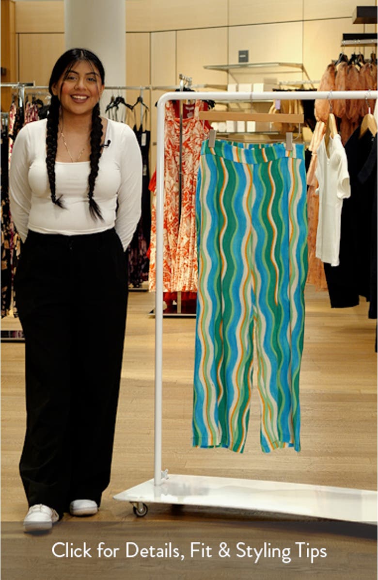 Wavy Print Wide Leg Pants, sales video thumbnail