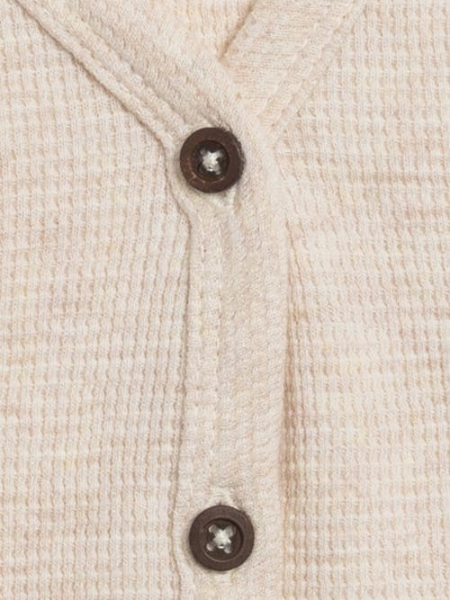 Kendi Wells Waffle Knit Button Cardigan In Neutral