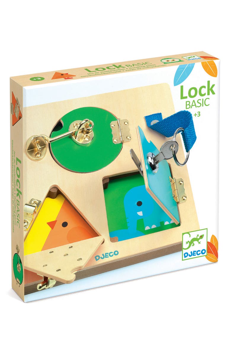 Djeco LockBasic Lock Door Wooden Board, Alternate, color, Multi