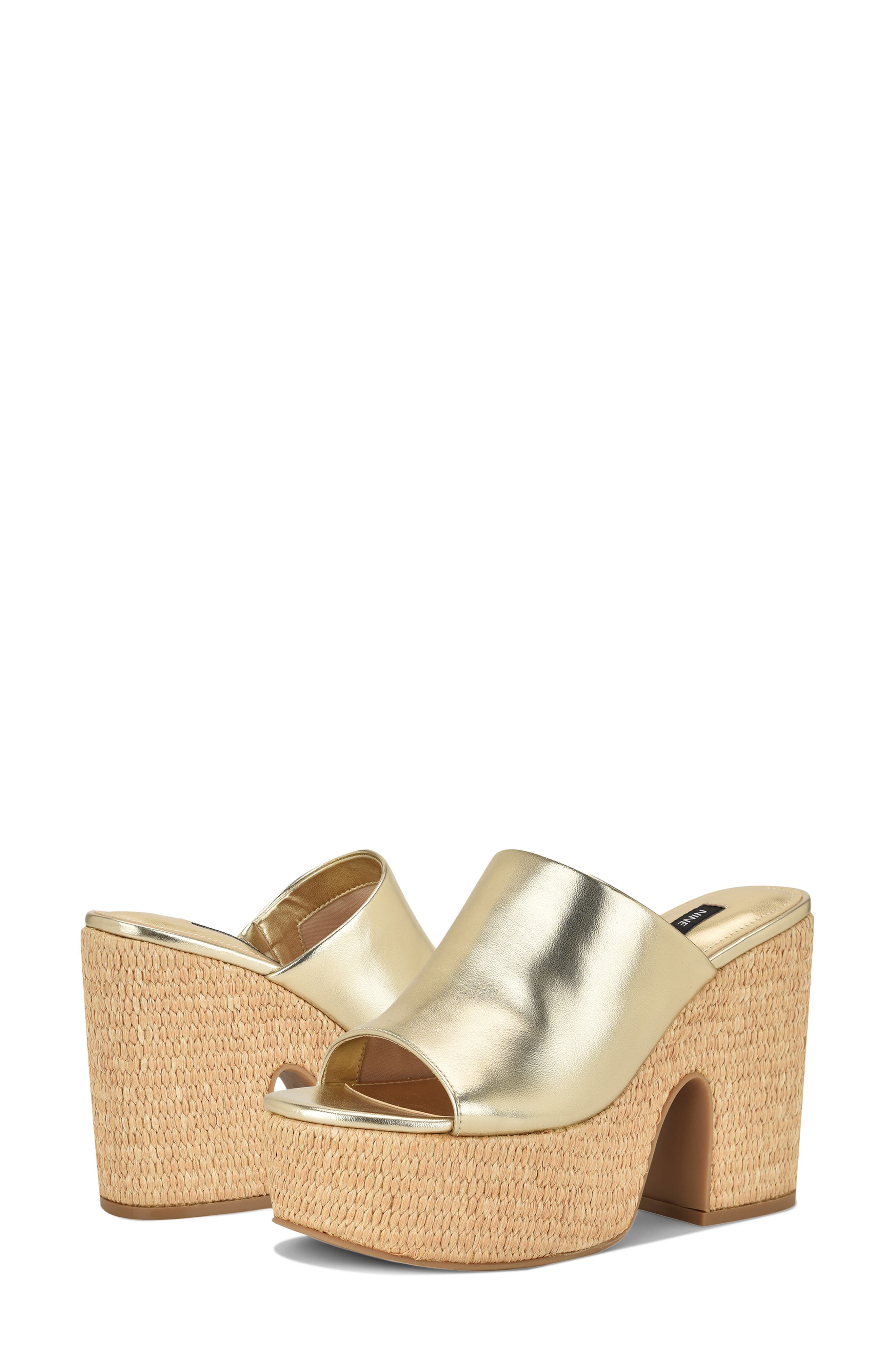 Nine West Olley Platform Slide Sandal, Alternate, color, Gold 710