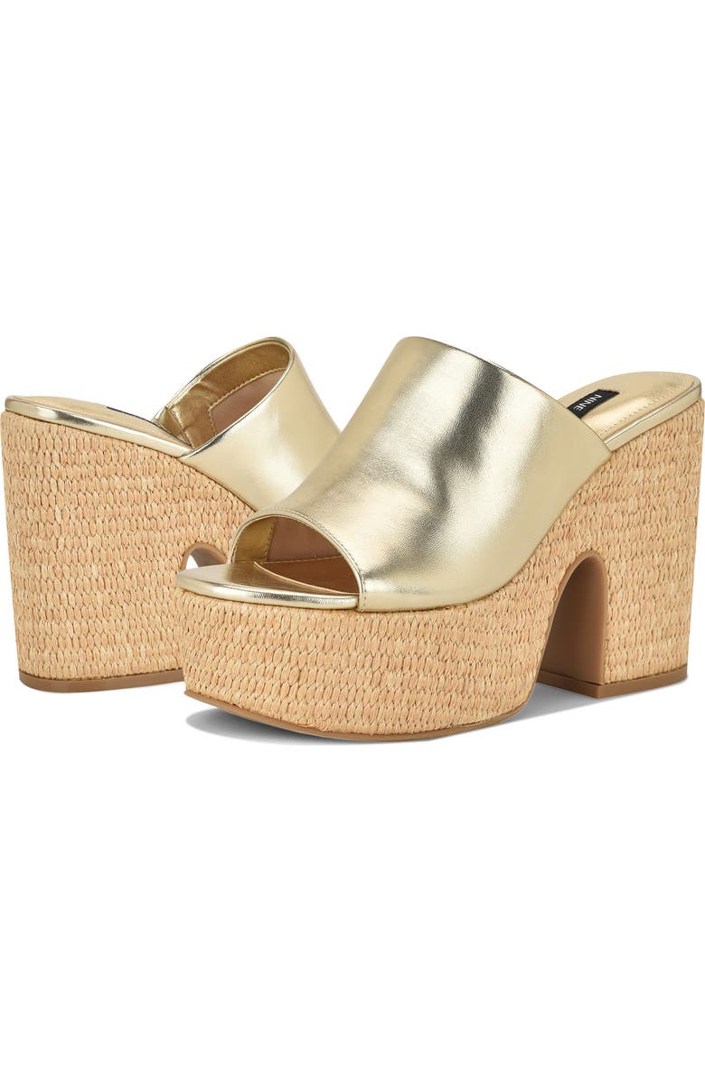 Nine West Olley Platform Slide Sandal, Alternate, color, Gold 710