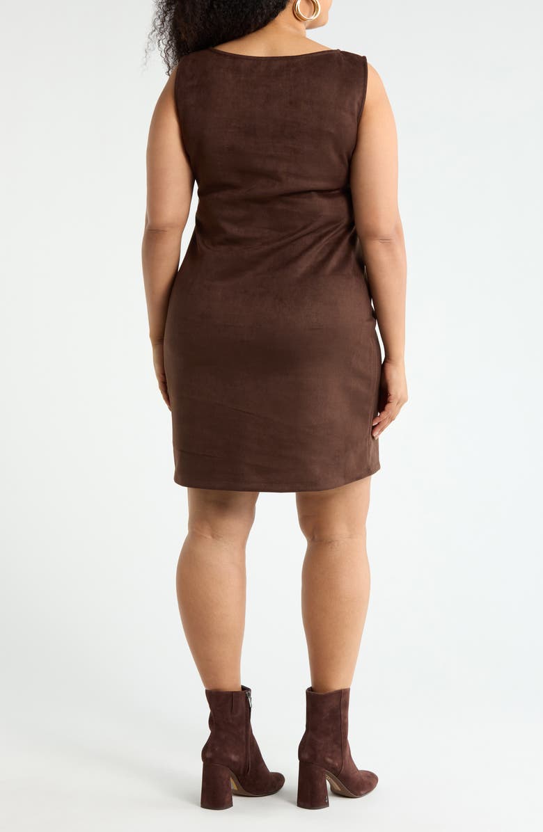 Renee C Faux Suede Shift Dress, Alternate, color, Chocolate
