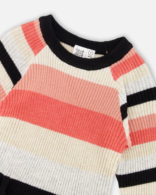 Deux Par Deux Striped Knit Dress In Multi