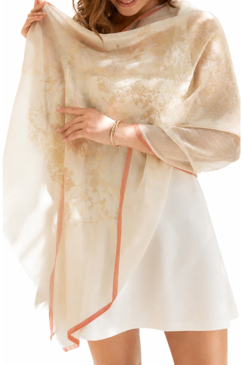 Metallic Floral Wool Scarf, Alternate, color, IVORY