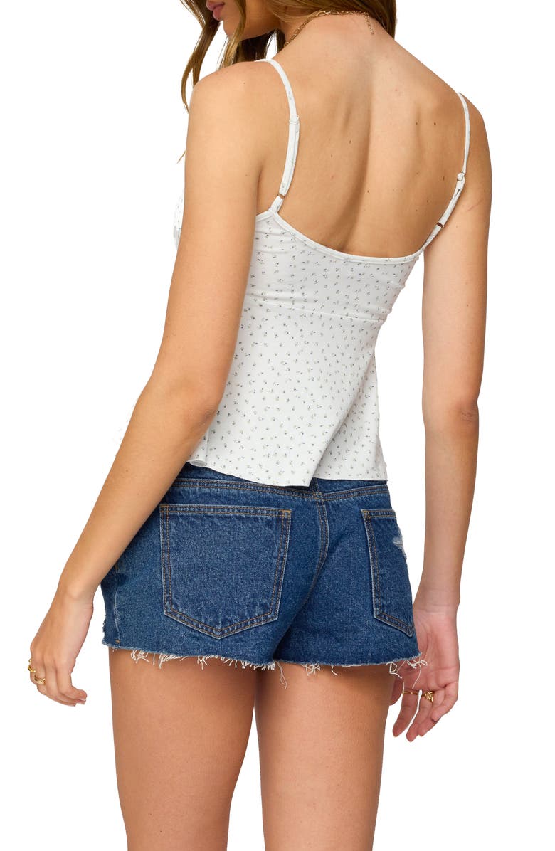 EDIKTED Kelli Floral Babydoll Camsole, Alternate, color, White