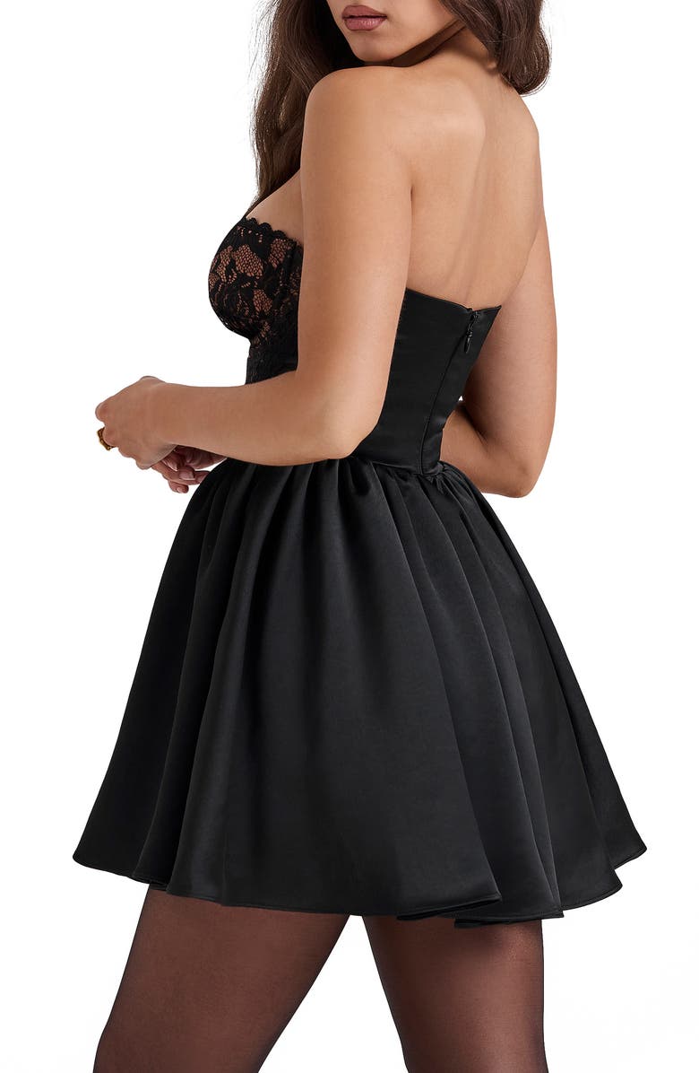 HOUSE OF CB J'Adore Strapless Mixed Media Cocktail Minidress, Alternate, color, Black