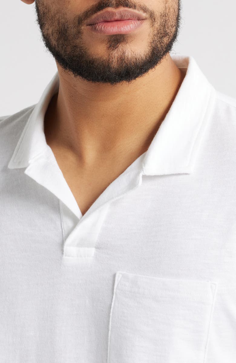 Treasure & Bond Lived In Johnny Collar Slub Cotton Pocket Polo, Alternate, color, White