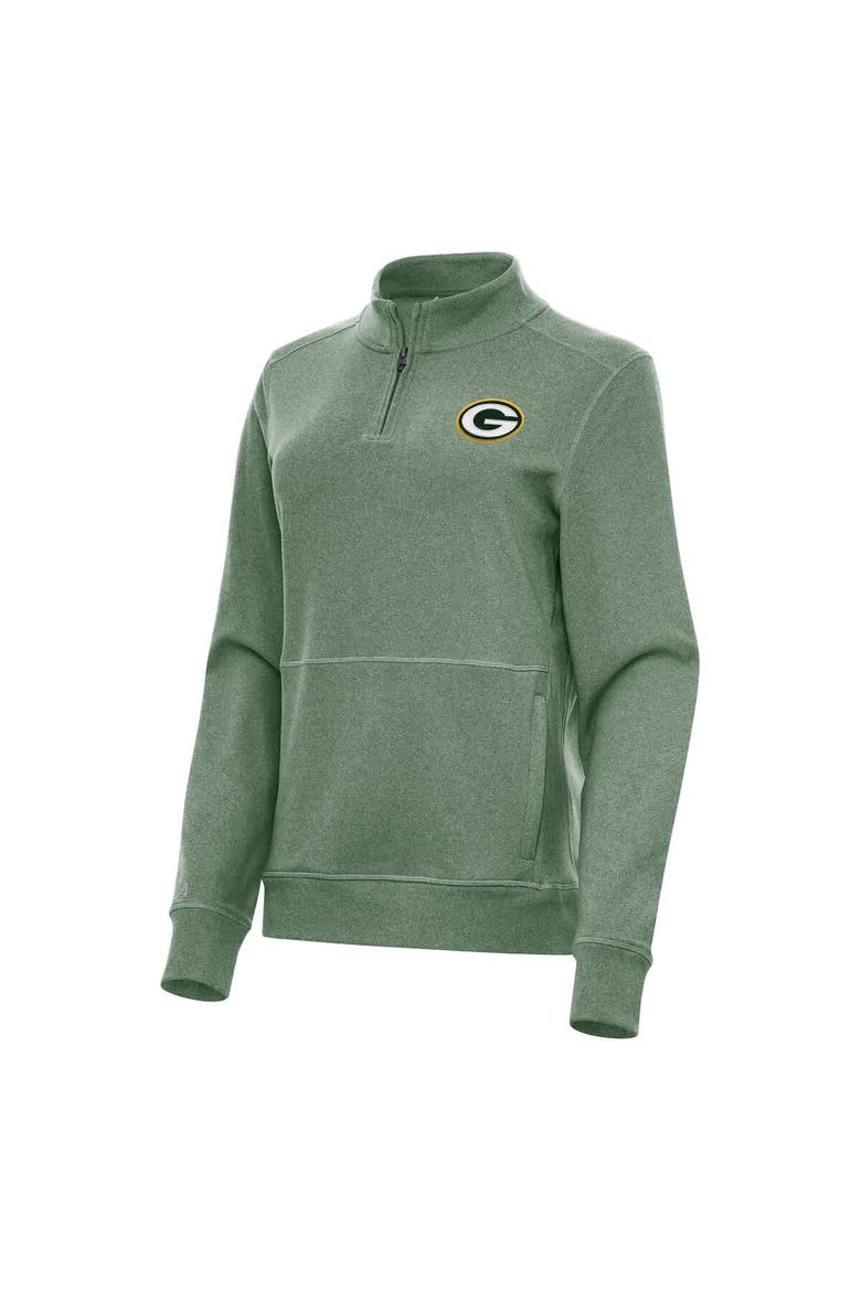 Women's Antigua  Heather Green Green Bay Packers Crush Quarter-Zip Jacket, Main, color, Heather Green