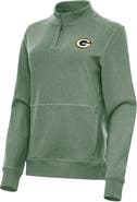 ANTIGUA Women's Antigua Heather Green Green Bay Packers Crush Quarter-Zip Jacket