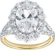 LuvMyJewelry Sabina 14K Yellow Gold Oval Lab Grown Diamond Halo Engagement Ring - 4.7 Ct