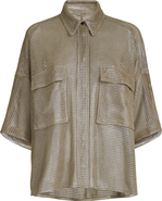 Brunello Cucinelli Sparkling leather net shirt