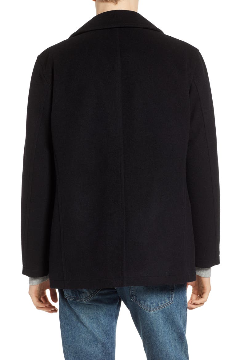 Maritime Wool Blend Peacoat, Alternate, color, BLACK