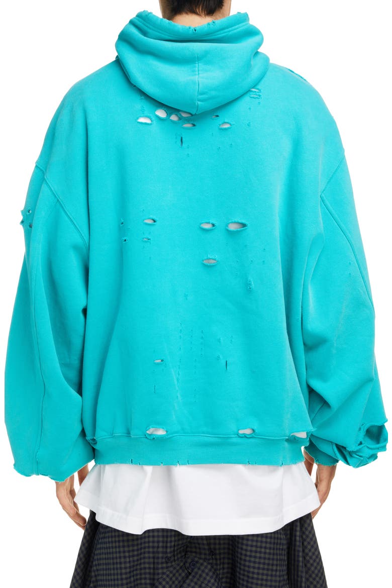 Logo Destroyed Hoodie, Alternate, color, TURQUOISE