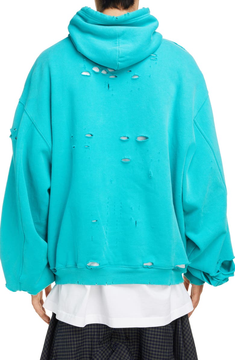 Balenciaga Logo Destroyed Hoodie, Alternate, color, 