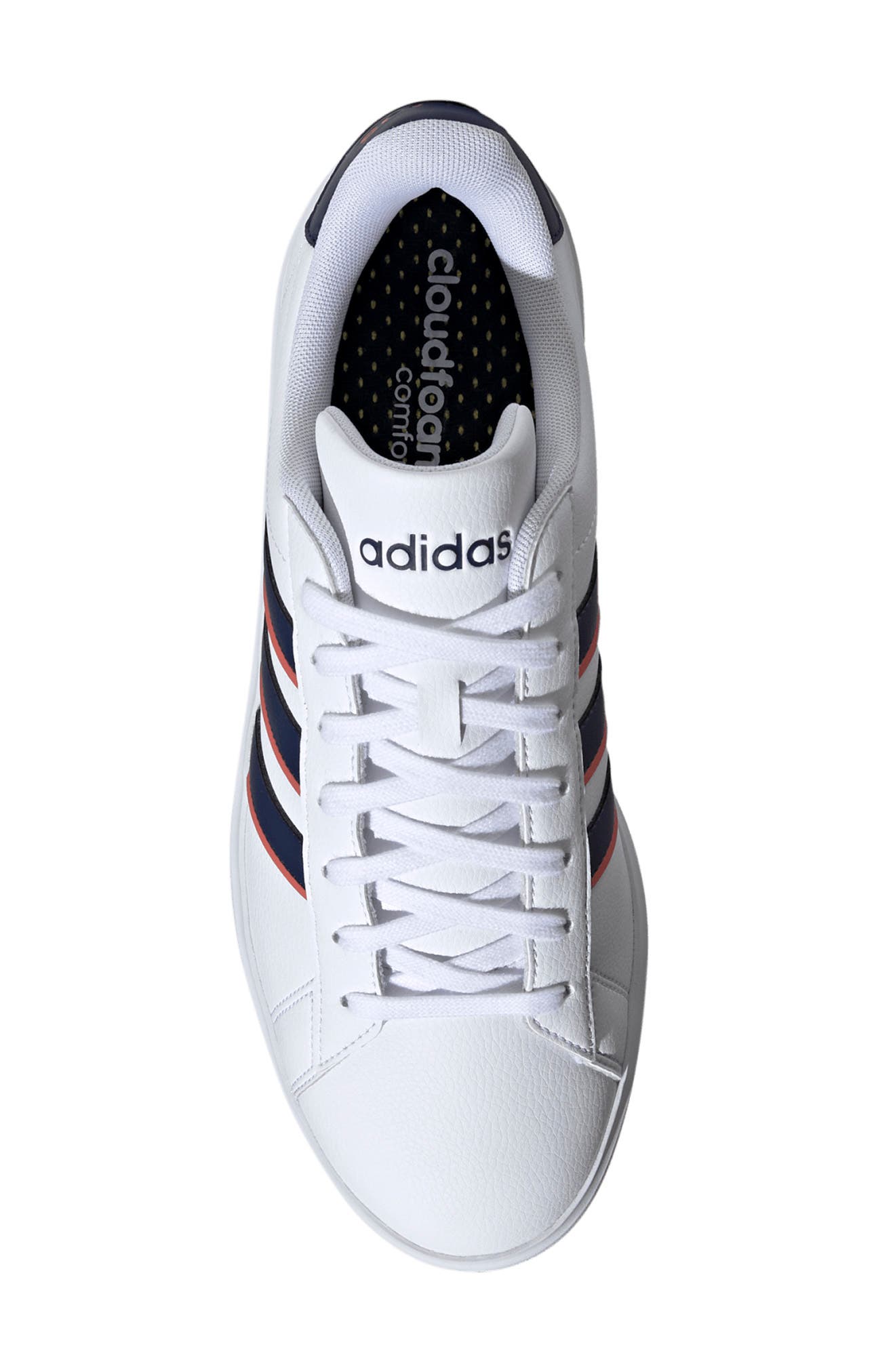 adidas Grand Court 2.0 Sneaker, Alternate, color, White/ Dark Blue/ Scarlet