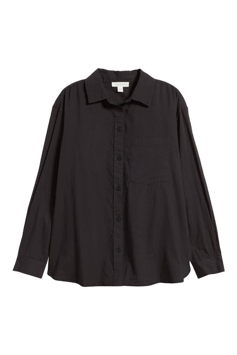 Cotton Voile Button-Up Shirt, Alternate, color, BLACK