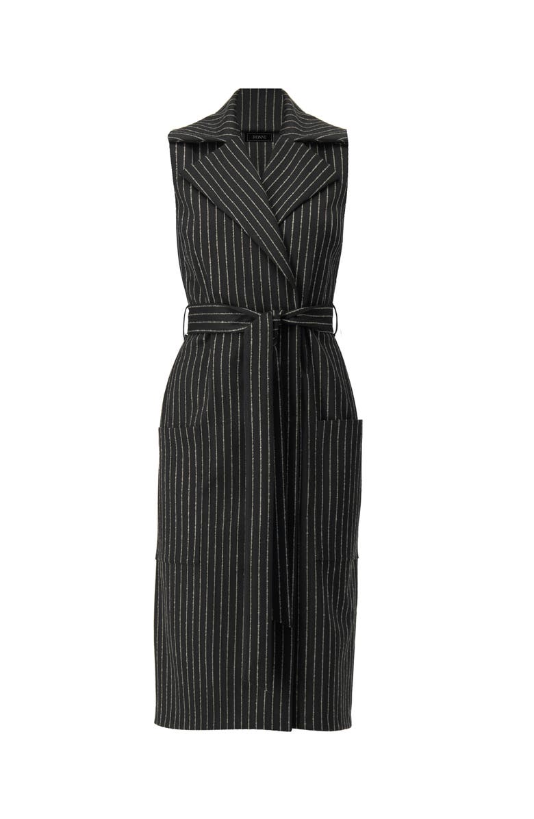IVONNE Double-Breasted Striped Midi Dress, Alternate, color, Black