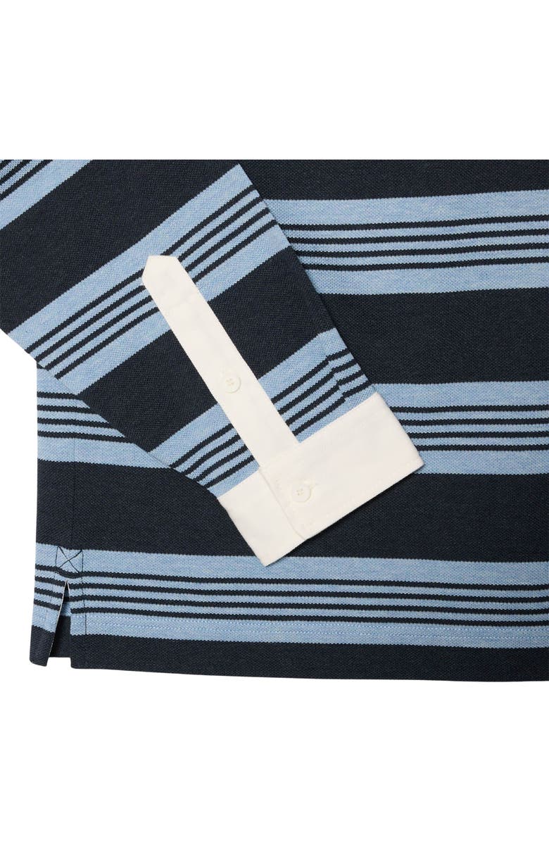 Lacoste Stripe Long Sleeve Rugby Polo, Alternate, color, Aphylla Chine/ Blackbird