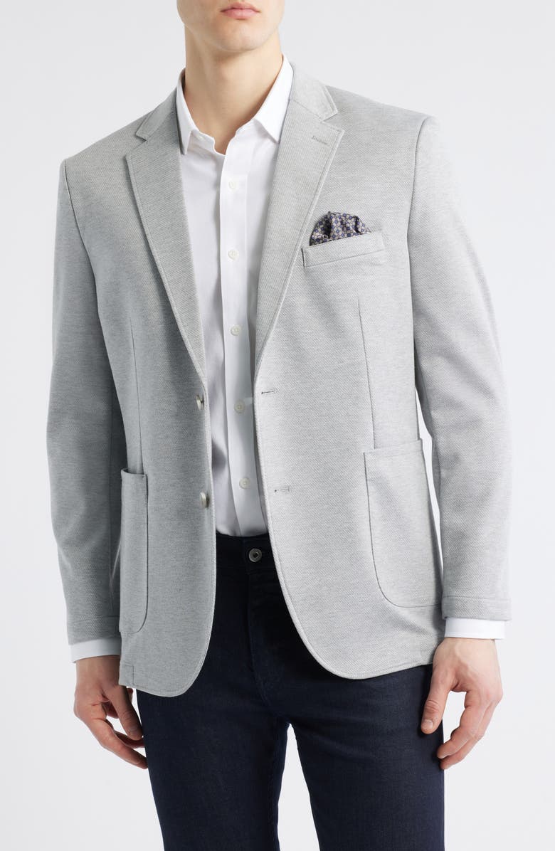 Johnston & Murphy XC Flex<sup>®</sup> Heathered Twill Knit Sport Coat, Main, color, Gray