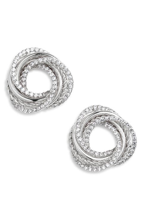 Crystal Infinity Twist Stud Earrings