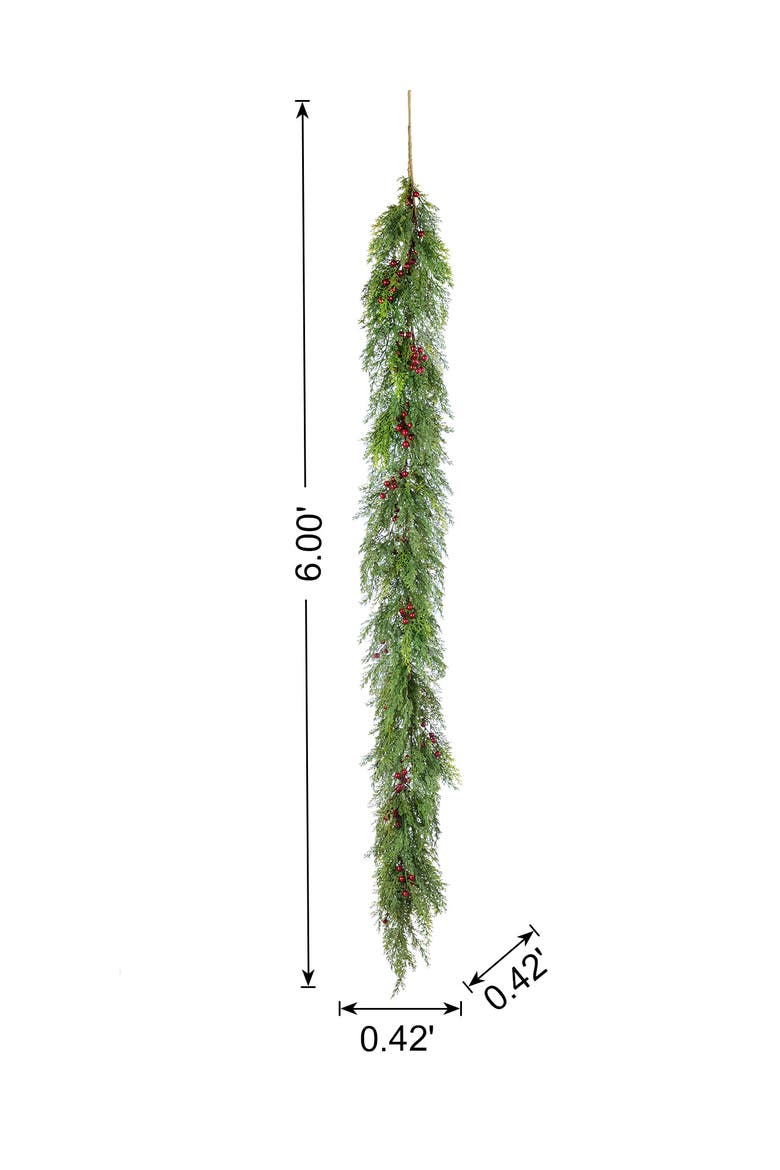 Set of 2 Artificial Christmas Dripping Cedar Garland, Alternate, color, Green
