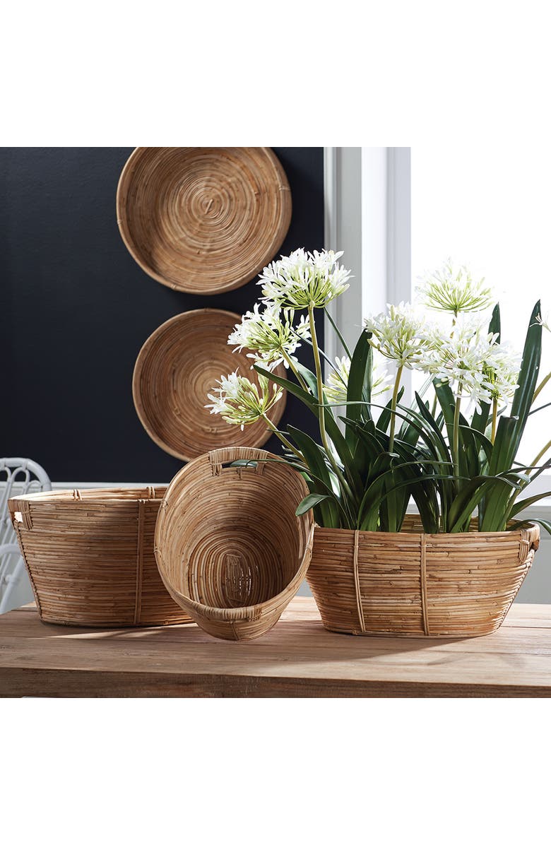 Napa Home & Garden Cane Rattan Rectangular Baskets With Handles Set of 3, Alternate, color,