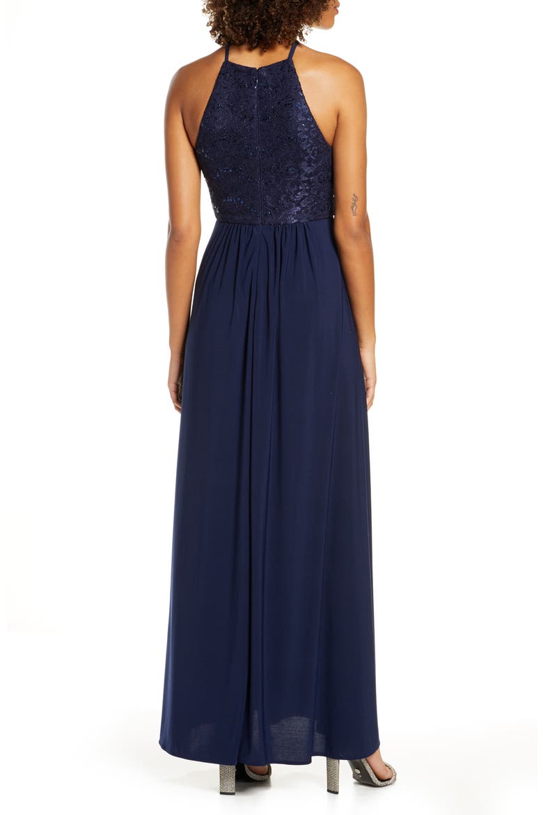 Sequin Lace Gown, Alternate, color, NAVY