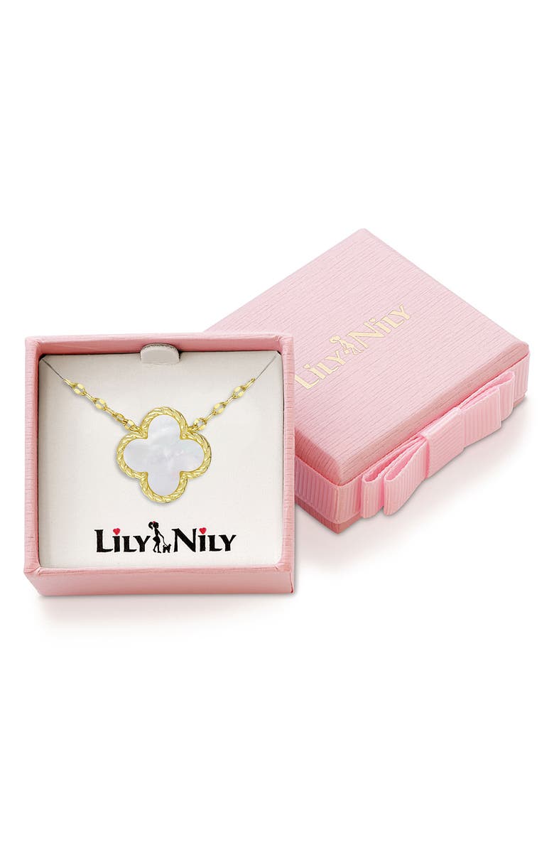 Lily Nily Kids' Mother-of-Pearl Clover Pendant Necklace, Alternate, color, Gold