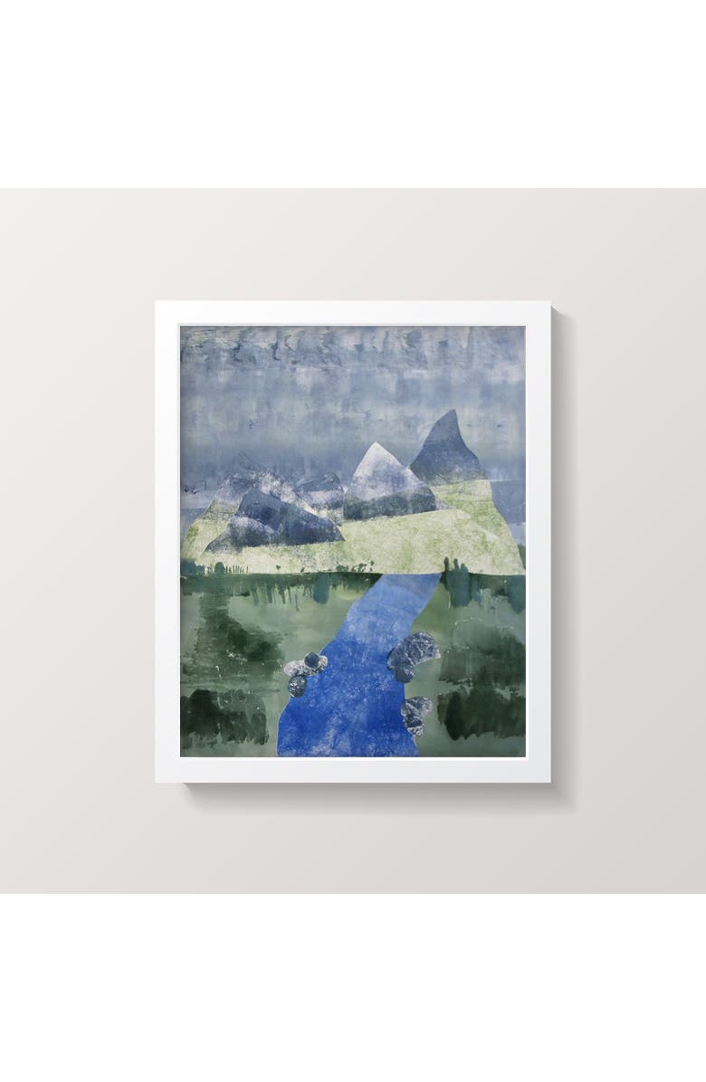 Artxtiles Mountain Trail Small Framed Print, Main, color, Blue