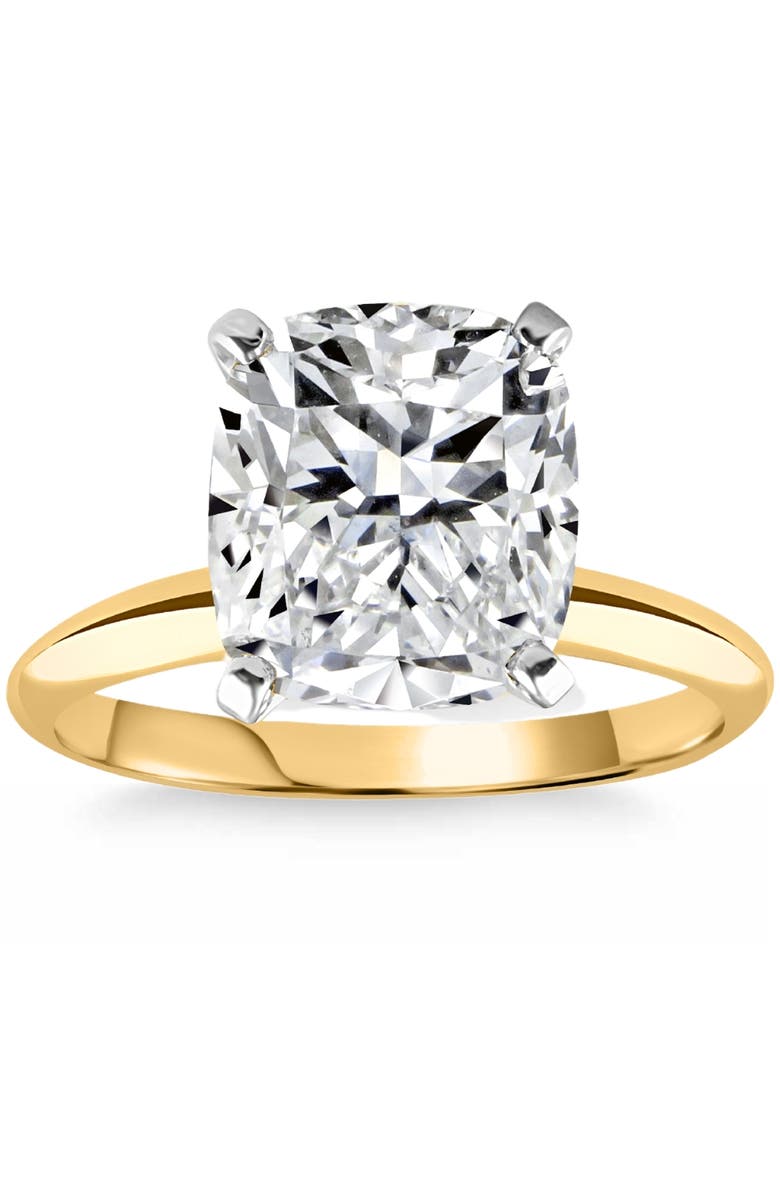 Bliss Diamond 4 Ct 14k Two Tone Certified Lab Grown Cushion Diamond Engagement Ring, Main, color, 14K Yellow Gold