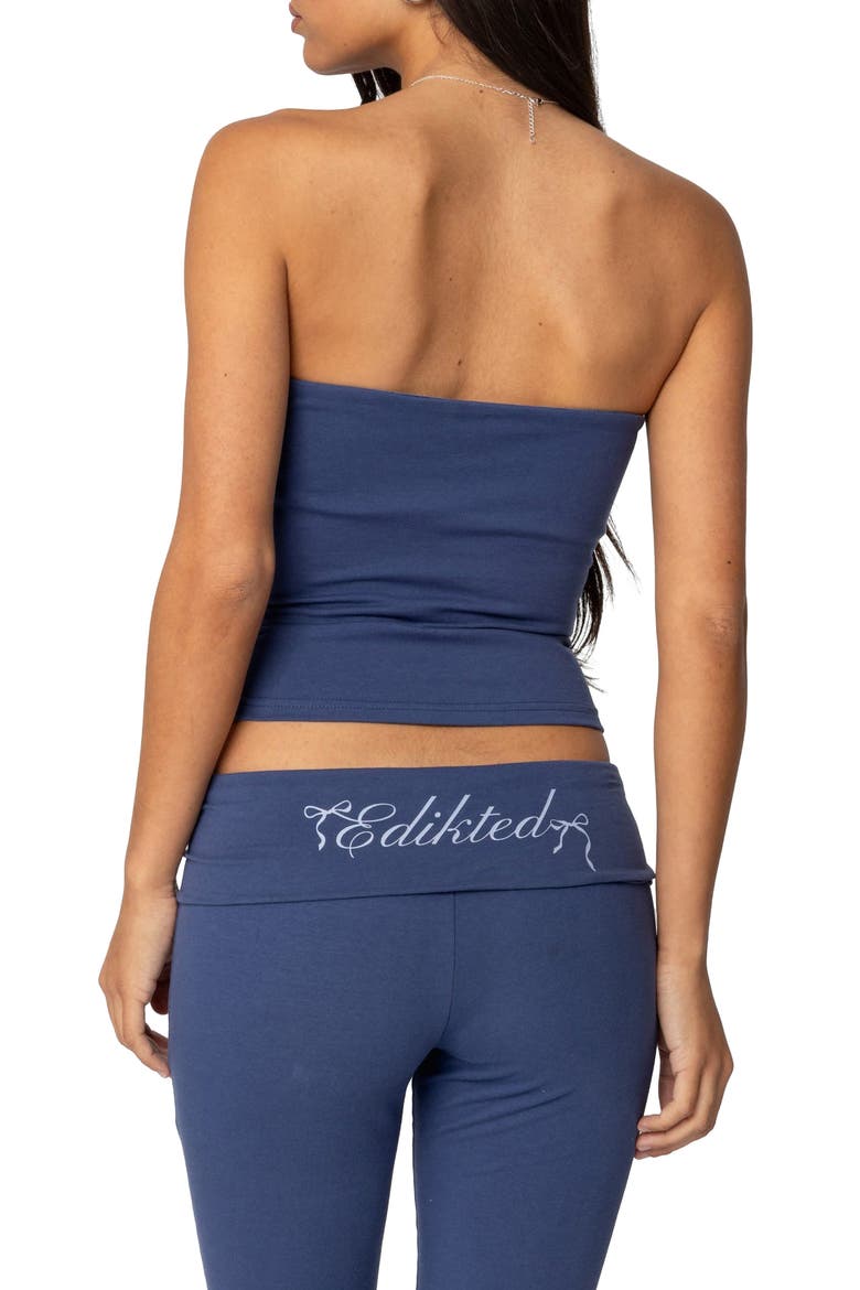 Aiyana Bow Crop Stetch Cotton Tube Top, Alternate, color, BLUE