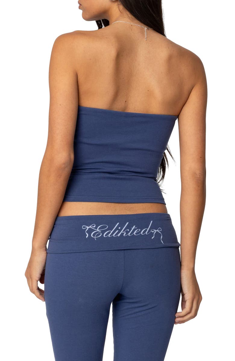 EDIKTED Aiyana Bow Crop Stetch Cotton Tube Top, Alternate, color, Blue