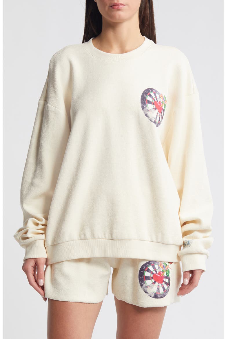 Bullseye Kara Cotton Graphic Sweatshirt, Main, color, BEIGE