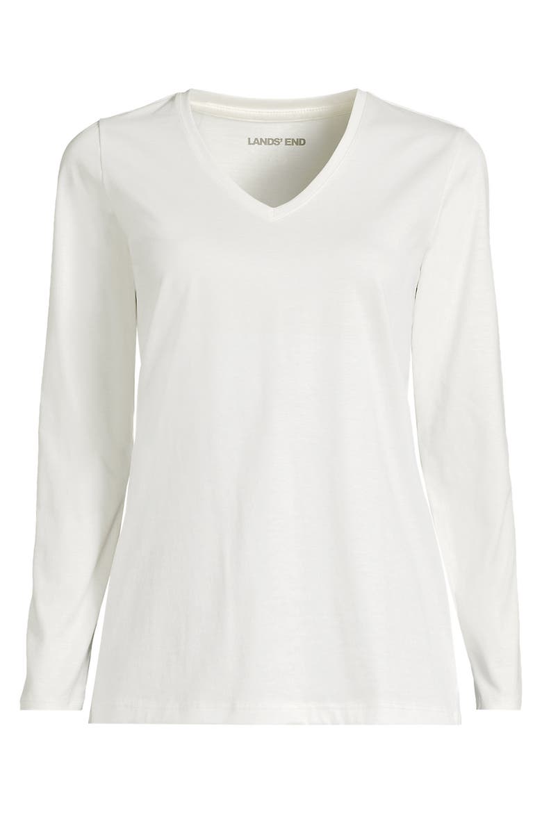 Relaxed Supima Cotton Long Sleeve V-Neck T-Shirt, Alternate, color, Ivory