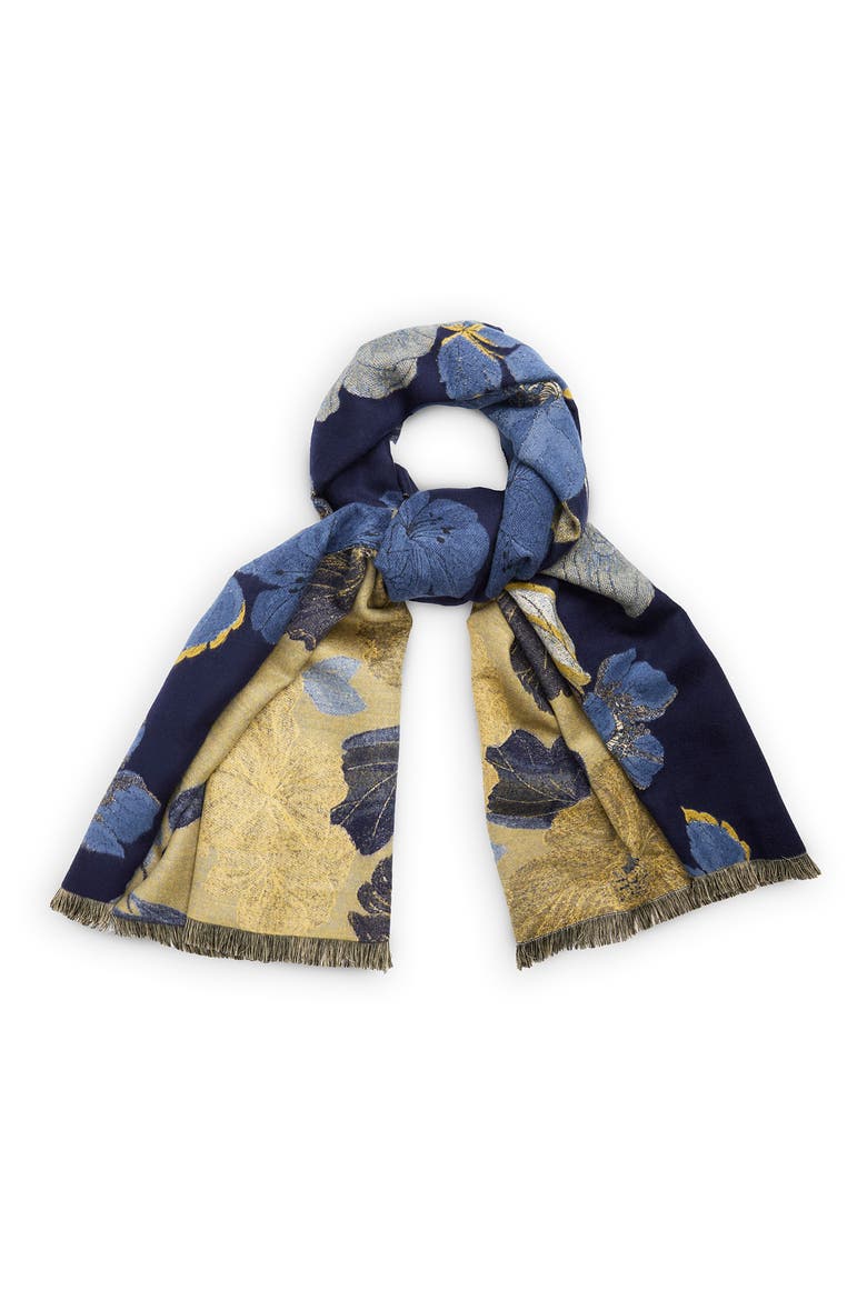 Metallic Touch Reversible Scarf, Alternate, color, BLUE MULTI