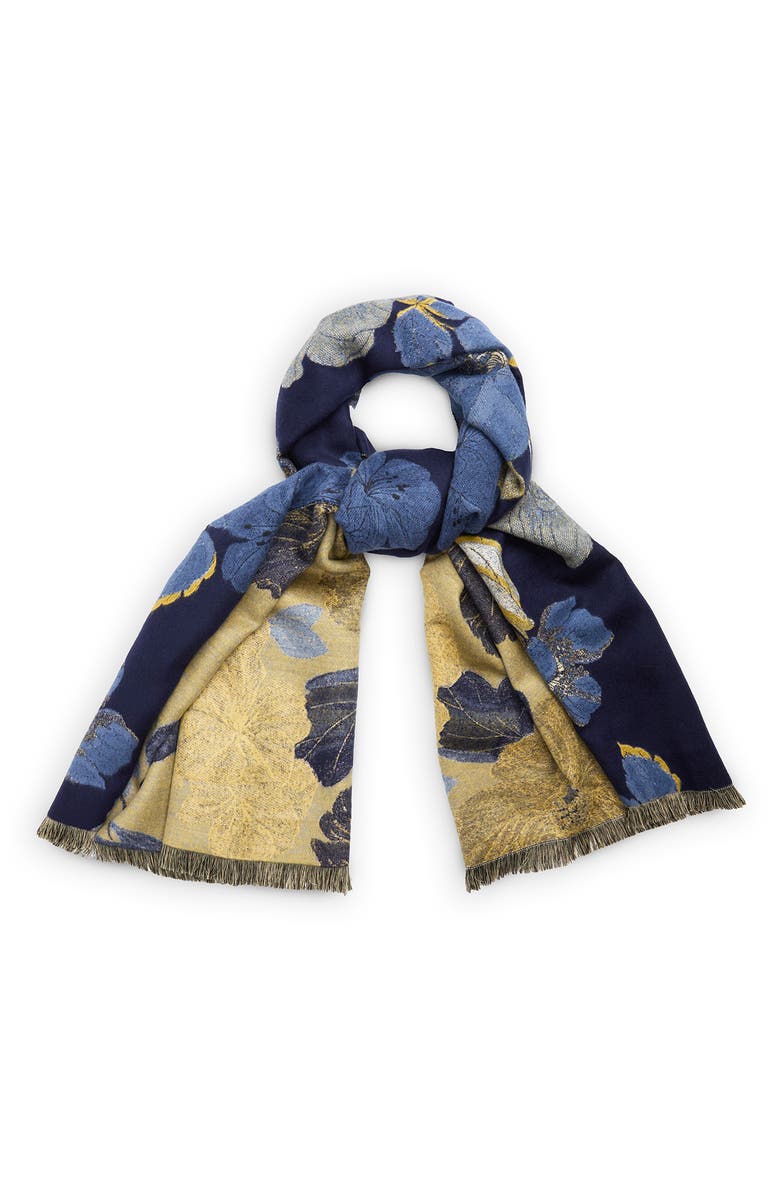 SAACHI Metallic Touch Reversible Scarf, Alternate, color, Blue Multi