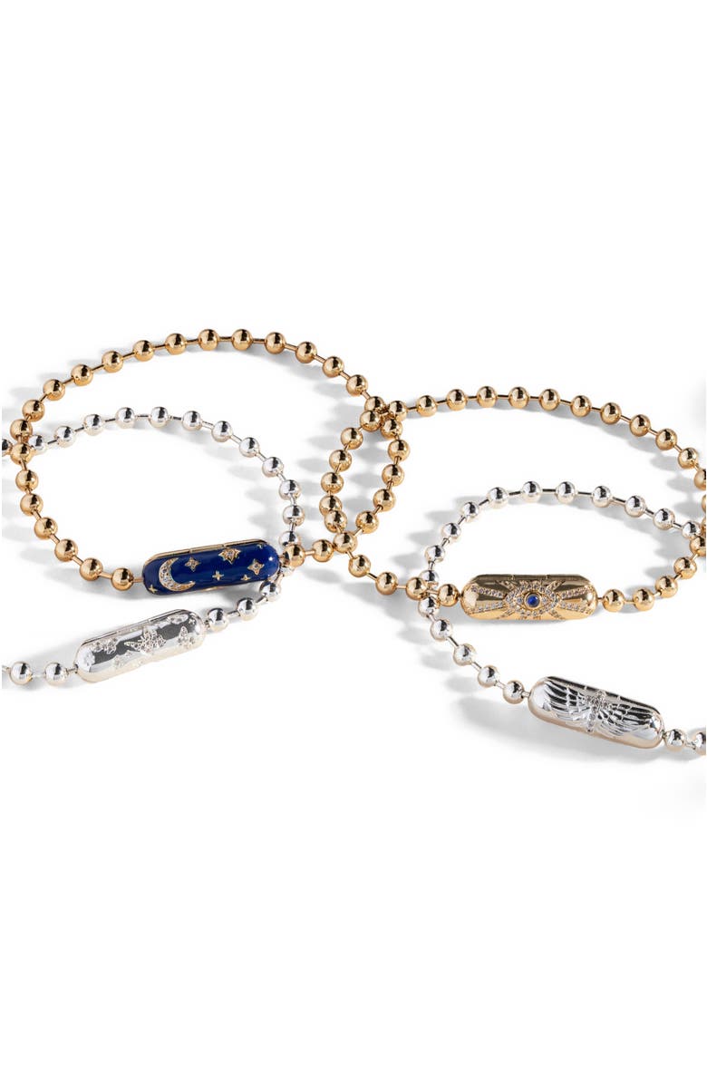 Alex and Ani Ball Chain Barrel Closure Bracelet with Starry Night, Alternate, color, Gold
