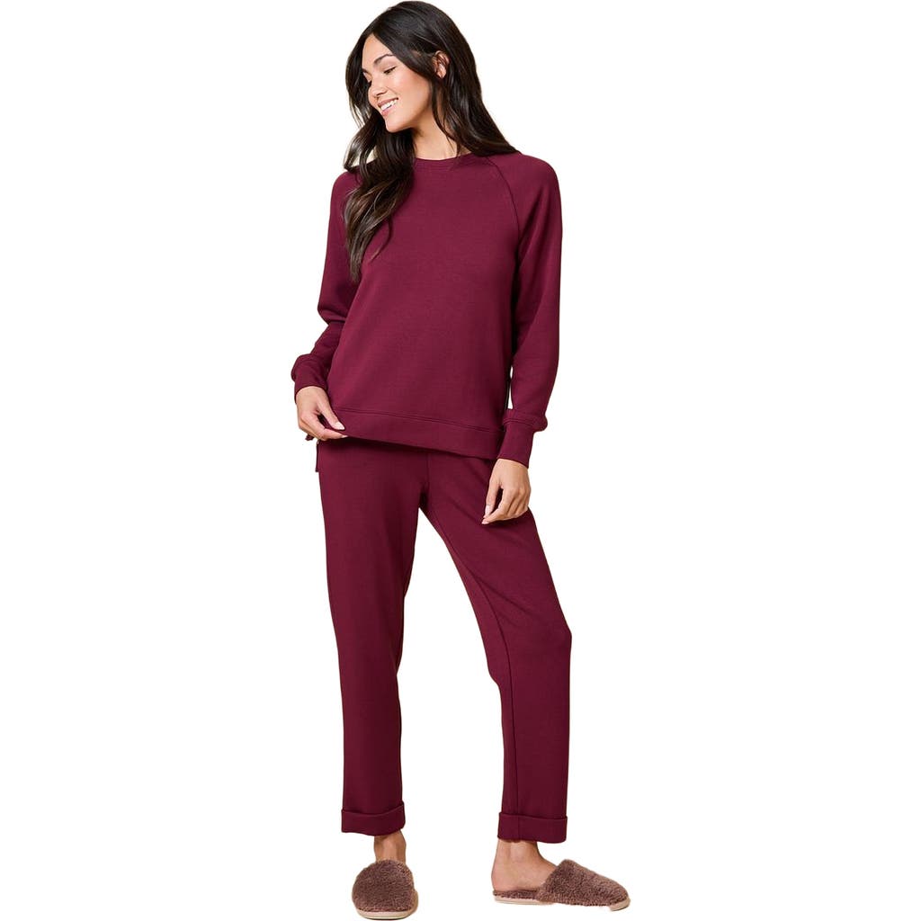 Softies Athleisure Crewneck and Crop Pant Set in Cherry Cola  product