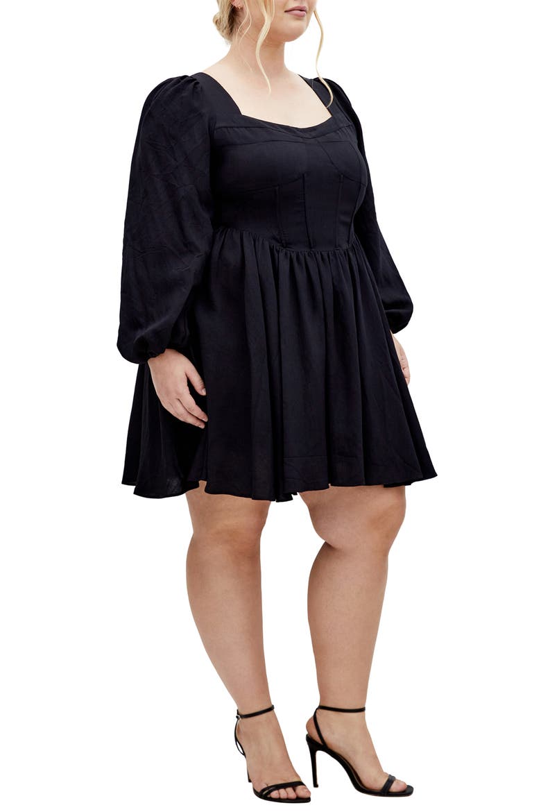 Cordelia Long Sleeve Minidress, Alternate, color, BLACK