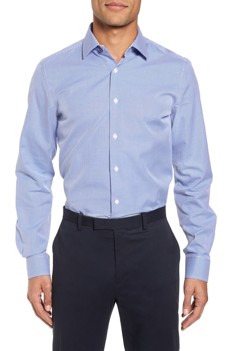 Duchamp Trim Fit Dot Dress Shirt, Main, color,