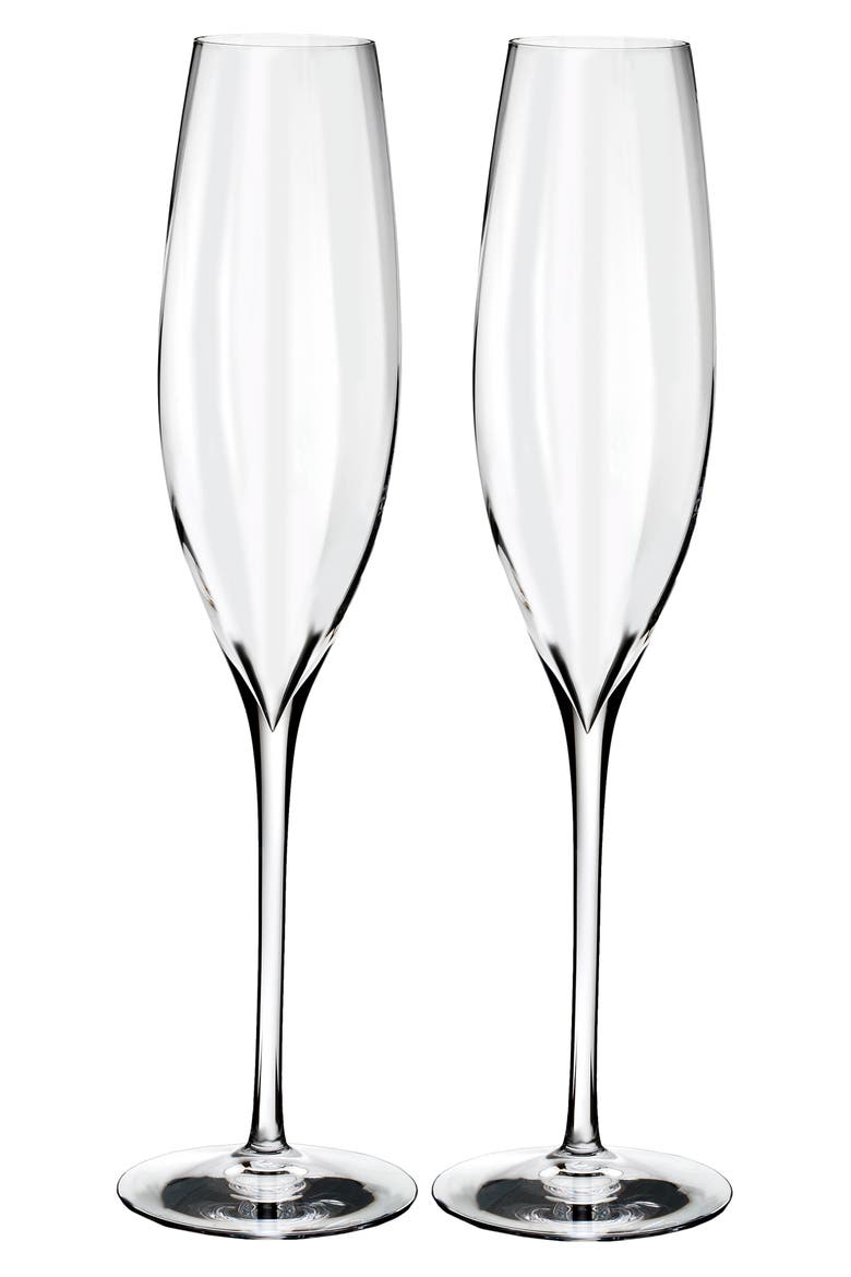 Elegance Optic Classic Set of 2 Lead Crystal Champagne Flutes, Main, color, CRYSTAL