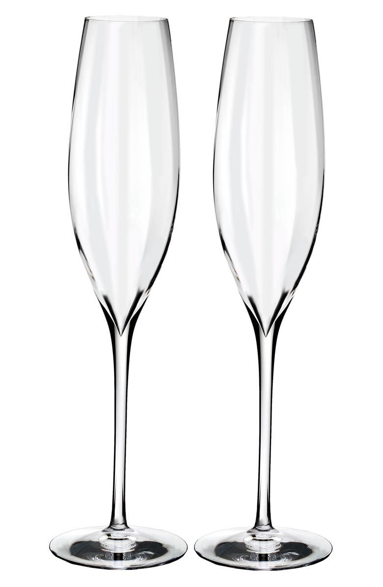 Waterford Elegance Optic Classic Set of 2 Lead Crystal Champagne Flutes, Main, color, Crystal
