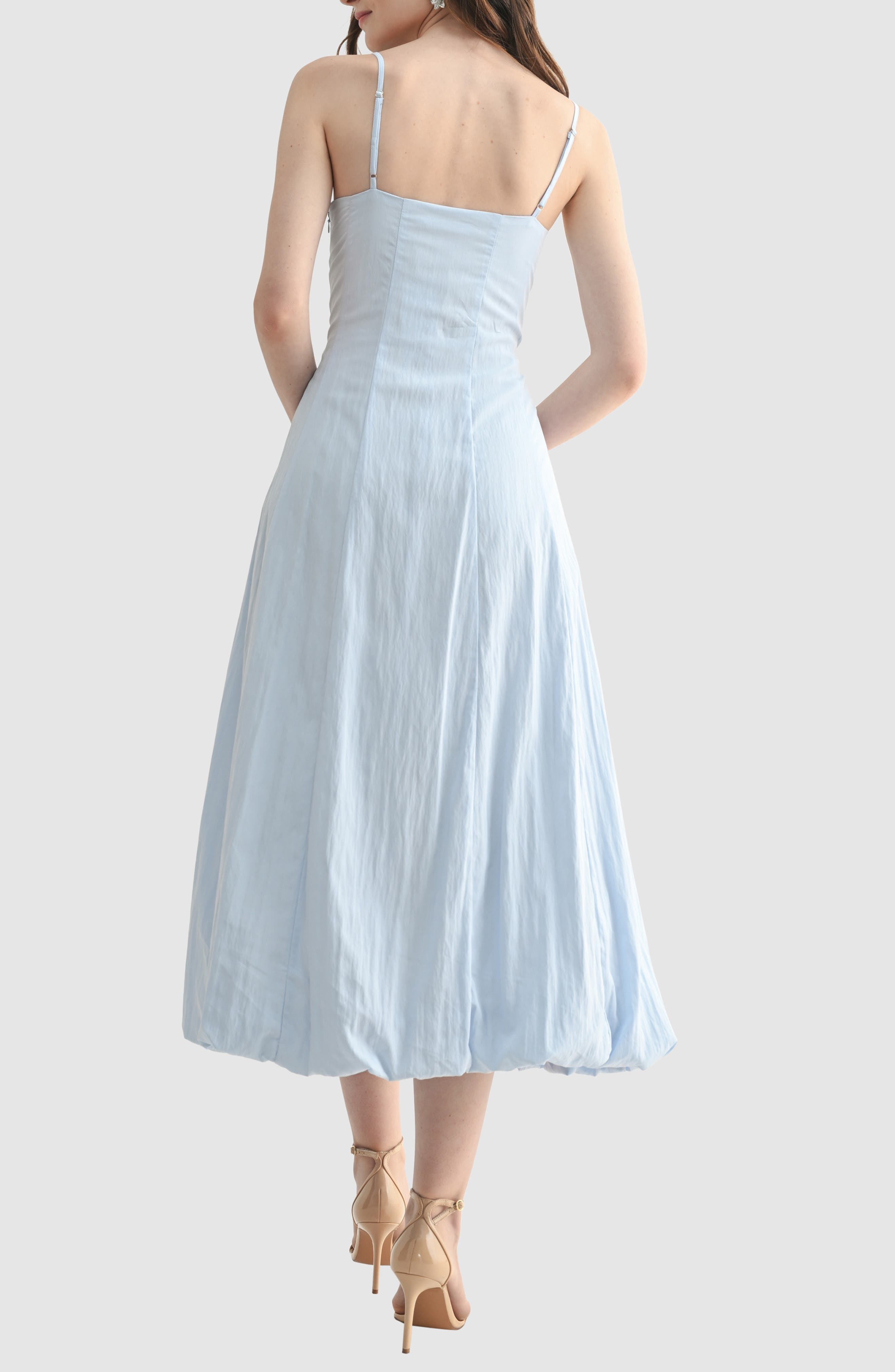Bubble Hem Linen Blend Midi Dress - image 2